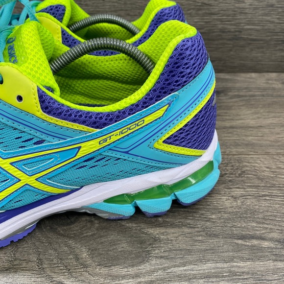 ASICS GT 1000 Women's Running Shoes Aqua Yellow Purple Size 9.5 - Picture 5 of 10